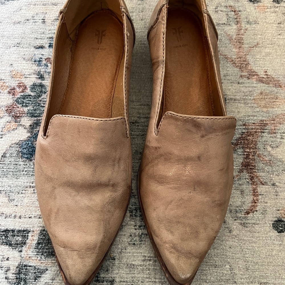 Frye Tan Flats Modern Suede Loafers